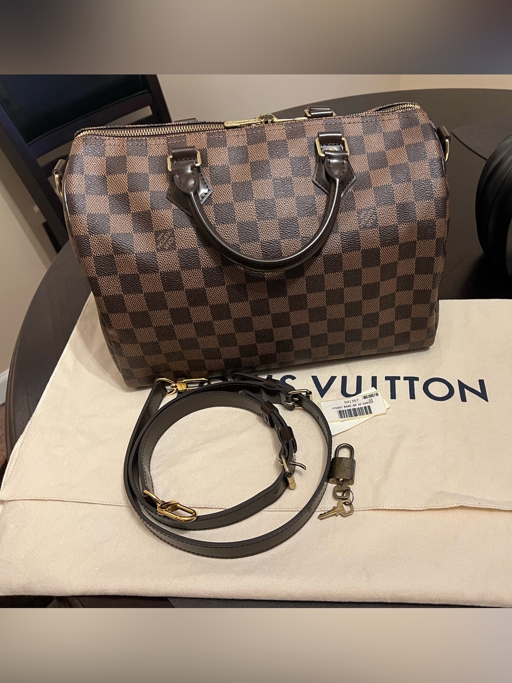 Louis Vuitton Damier Ebene Canvas Speedy 30 Bandoulière Crossbody Bag